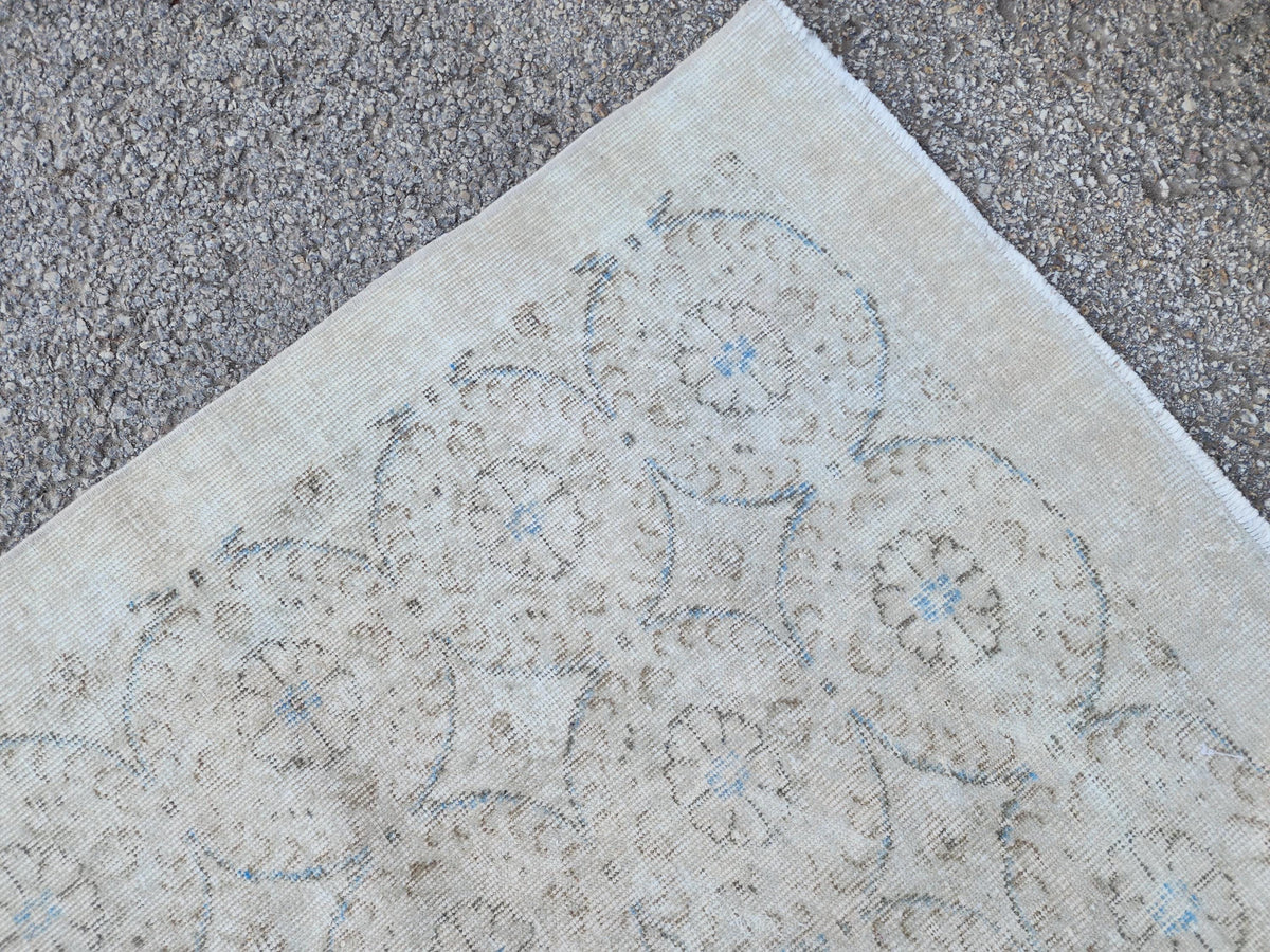 Hand Knotted Wool Rug 6x9: Turkish Isparta Beige Color