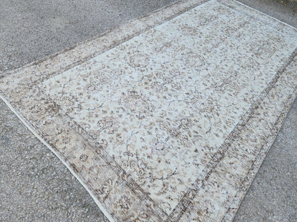 Hand‑woven Turkish Oushak Wool Rug Neutral 5×8 Area Rug: Home Decor