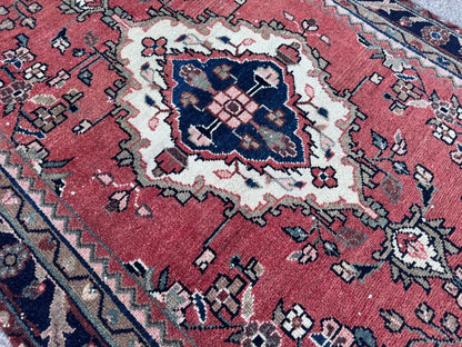 Antique Wool Runner Rug 3x10: Hand Knotted, Rustic Hallway Decor