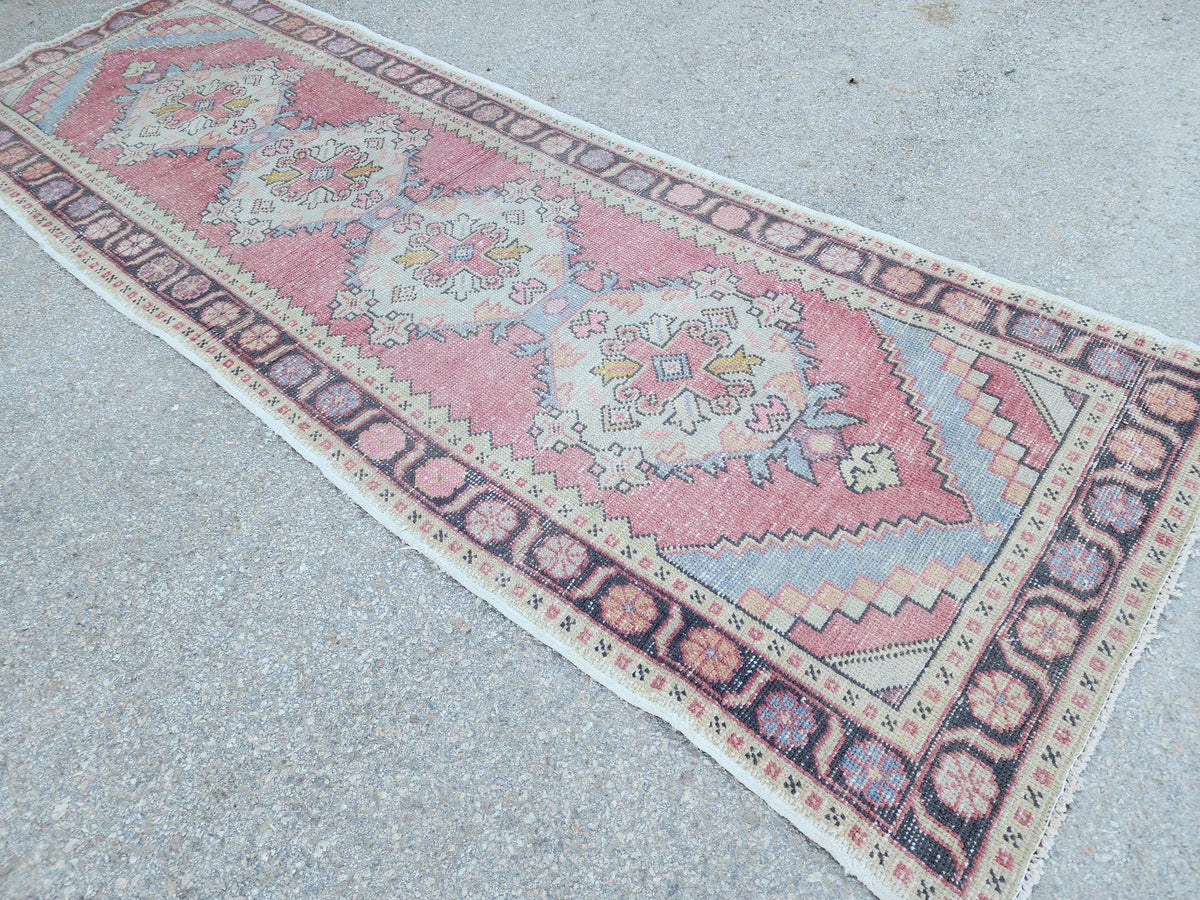 3x9 Kitchen Runner, Turkish Hand Woven Wool Rug, Eco Friendly, Farmhouse Decor