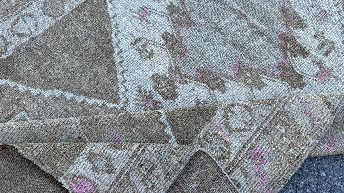 4x8 Kars Wool Runner Rug, Hand Knotted Rustic Decor, Beige and Brown