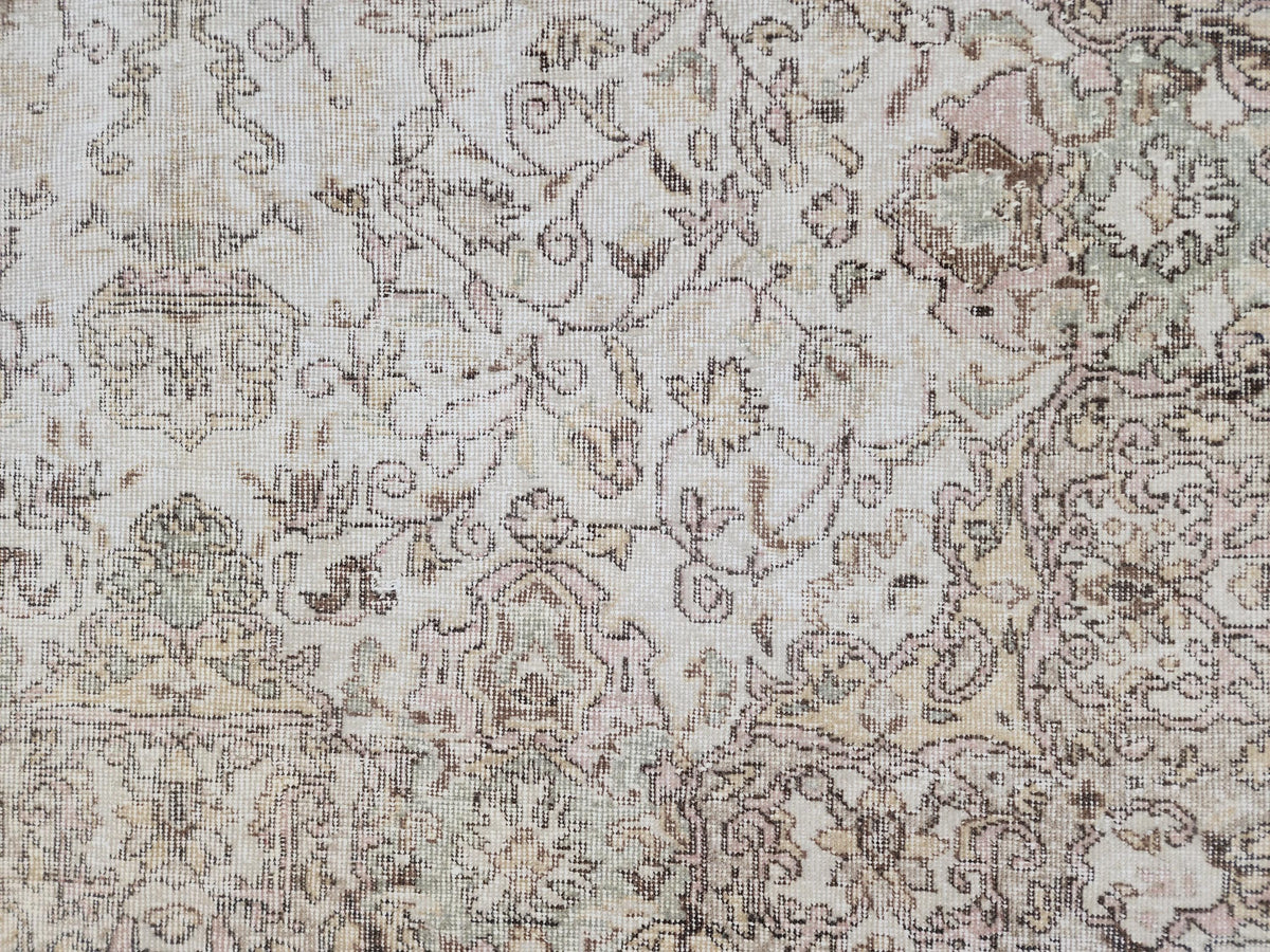 6x10 Green Vintage Rug: Oushak Medallion Hand‑Knotted Turkish Area Rug