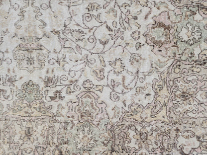 6x10 Green Vintage Rug: Oushak Medallion Hand‑Knotted Turkish Area Rug