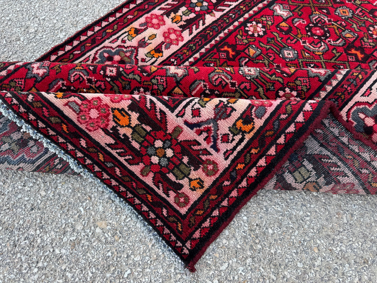 3x10 Red Wool Persian Runner Rug, Hand Knotted Hallway Decor