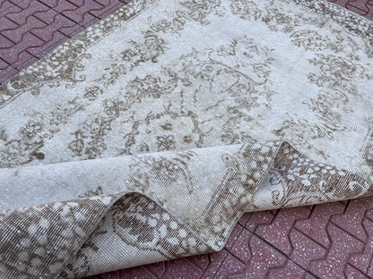 Handwoven Turkish Oushak Rug 4x7: Wool & Cotton Bohemian Rug