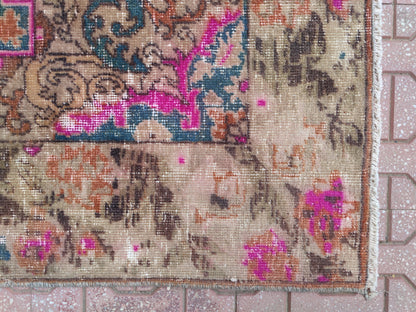 Handwoven Oushak Loom Rug 4x7: Turkish Bohemian Decor
