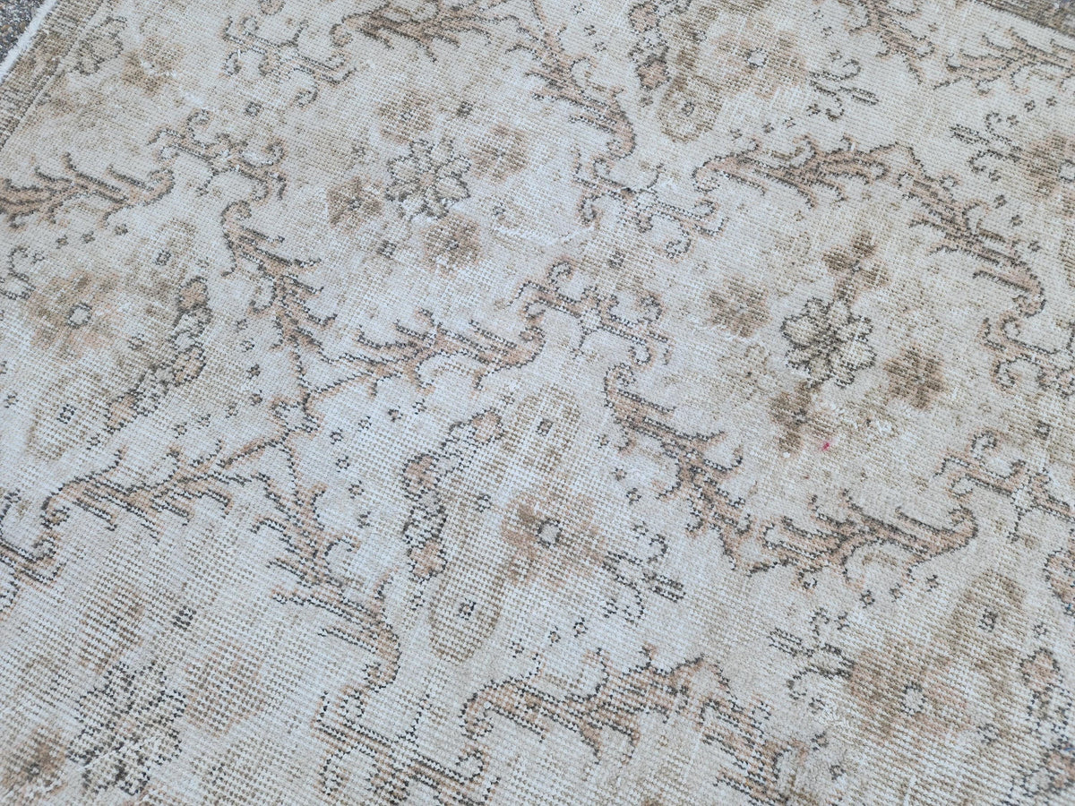 4x7 Oushak Small Rug, Neutral Turkish Hand Woven, Bohem Home Decor