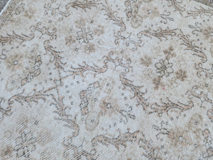 4x7 Oushak Small Rug, Neutral Turkish Hand Woven, Bohem Home Decor