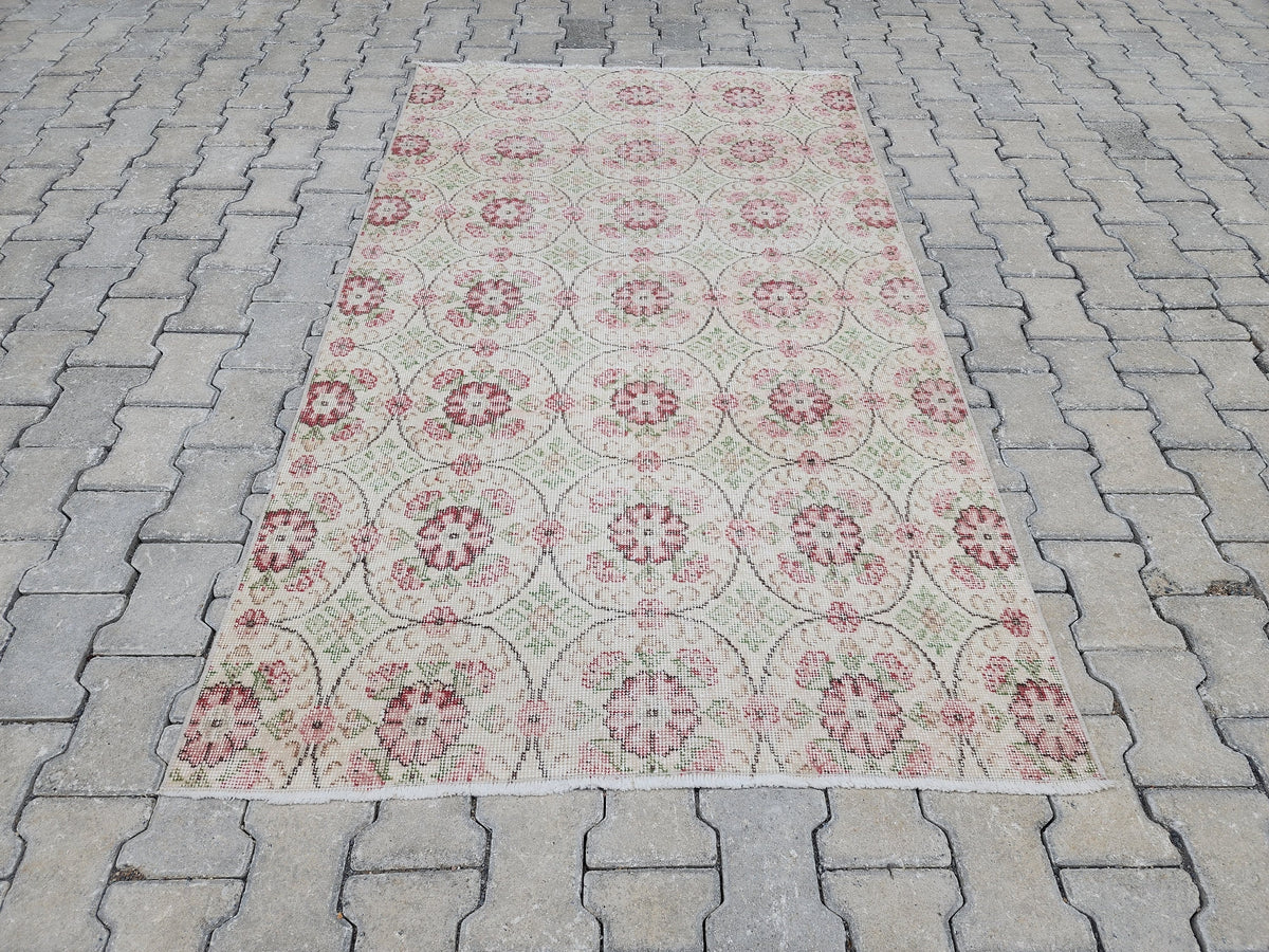 4x7 Handwoven Turkish Oushak Rug: Wool & Cotton Area Rug