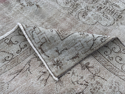 Hand Knotted Oushak Wool Rug 7x10: Neutral Oriental Decor