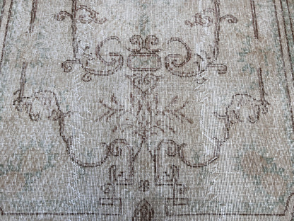 Handwoven Turkish Oushak Rug 4x7: Wool & Cotton Anatolian Carpet