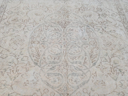 5x9 Neutral Area Rug, Rustic Wool Decor, Living Room Muted Decor