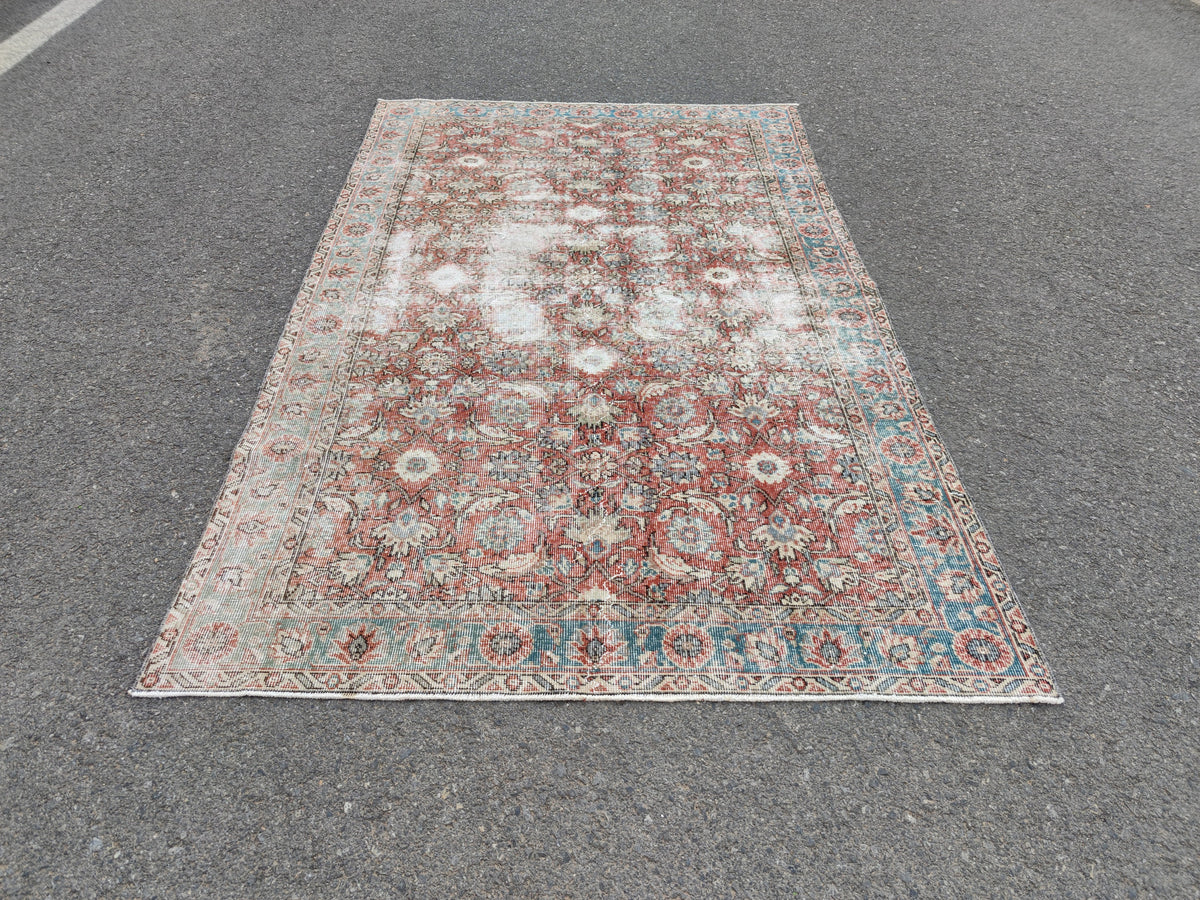 Handwoven Turkish Oushak Rug 5x8: Wool & Cotton Bohemian Decor