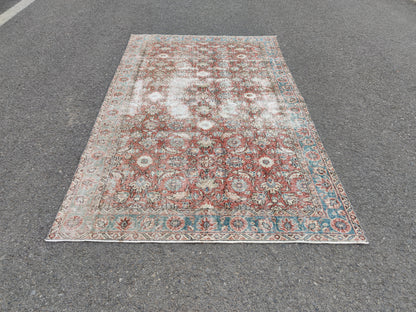 Handwoven Turkish Oushak Rug 5x8: Wool & Cotton Bohemian Decor