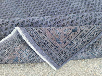 Handmade Wool Rug 6x7: Gray Rustic Boho Decor