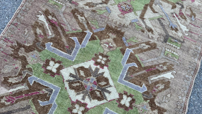 3x7 Small Kars Decor Rug, Turkish Hand Woven, Home Rustic Mini Decor