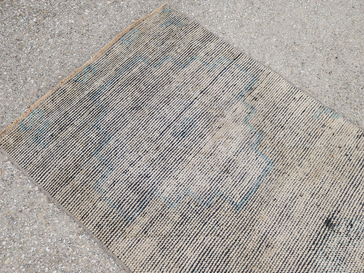 Gray Turkish Wool Runner Rug 2x6: Rustic Oriental Decor