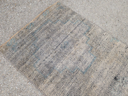 Gray Turkish Wool Runner Rug 2x6: Rustic Oriental Decor