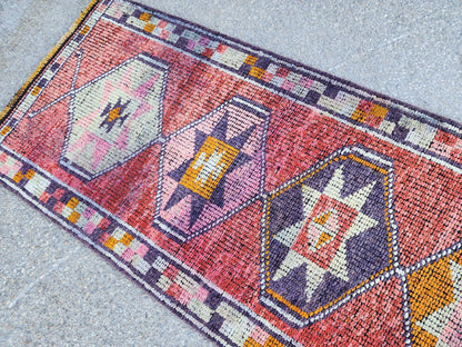 2x11 Herki Runner Rug, Turkish Hand Made Wool, Eco Friendly, Hallway Rustic Decor