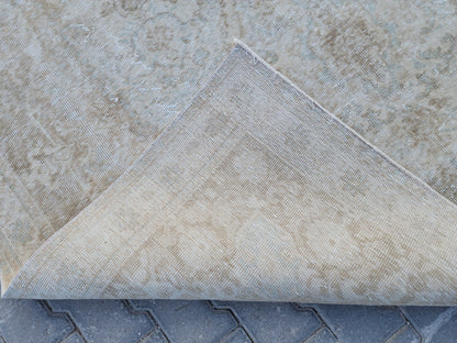 6x9 Vintage Oushak Rug: Beige Wool Oriental Rug