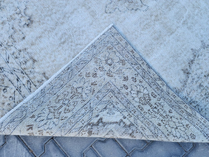 5x9 Hand Knotted Oushak Rug: Green & Beige Turkish Decor