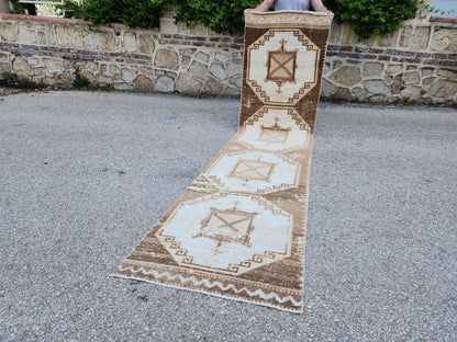 2x11 Turkish Oushak Wool Runner Rug: Bohemian Farmhouse Hallway Decor