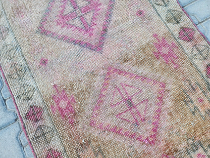3x11 Hand Made Rustic Rug, Turkish Wool Runner Rug, Hallway Design