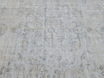 7x10 Medallion Turkish Rug, Oriental Living Room Decor, Beige and Soft Green