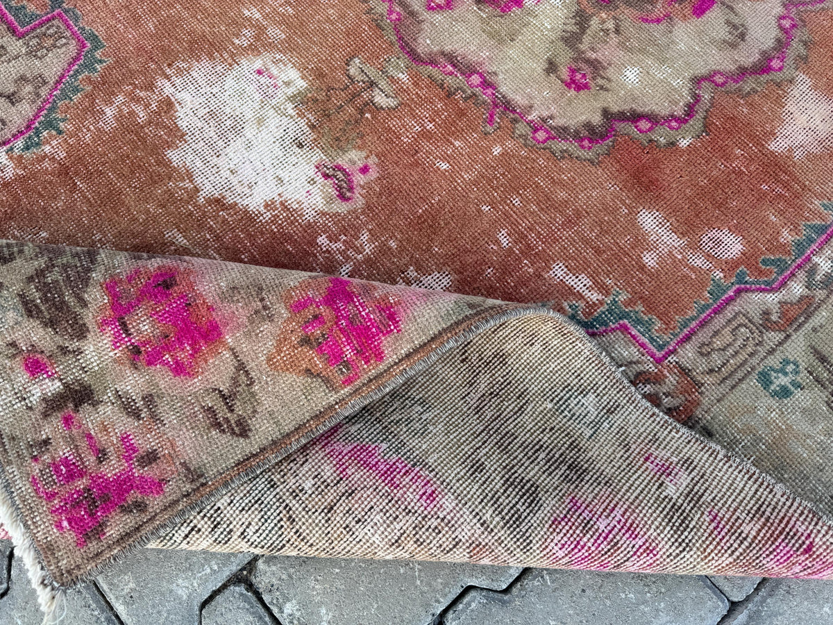4x7 Handwoven Turkish Oushak Wool Rug: Boho Farmhouse Decor