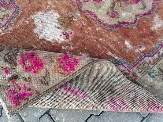 4x7 Handwoven Turkish Oushak Wool Rug: Boho Farmhouse Decor