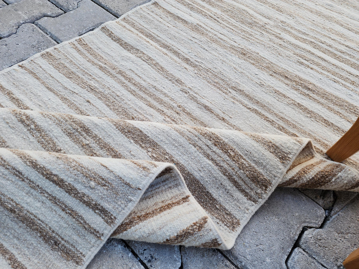 Neutral Turkish Kilim Runner 2x11, Kitchen Bohemian Decor, Eco Friendly Rug