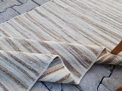 Neutral Turkish Kilim Runner 2x11, Kitchen Bohemian Decor, Eco Friendly Rug