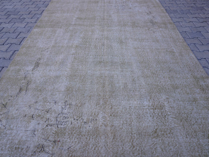 6x10 Neural Turkish Oushak Rug: Green Neutral Wool Bohemian Rug