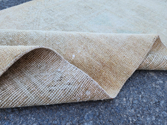 3x10 Neutral Turkish Rug, Living Room Decor, Beige and Green Color, Hallway Decor