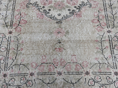 Handwoven Turkish Oushak Rug: 50/50 Wool Cotton Blend