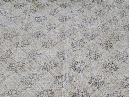 Neutral Oushak Rug 7x10: Hand-Knotted Turkish Wool Area Rug
