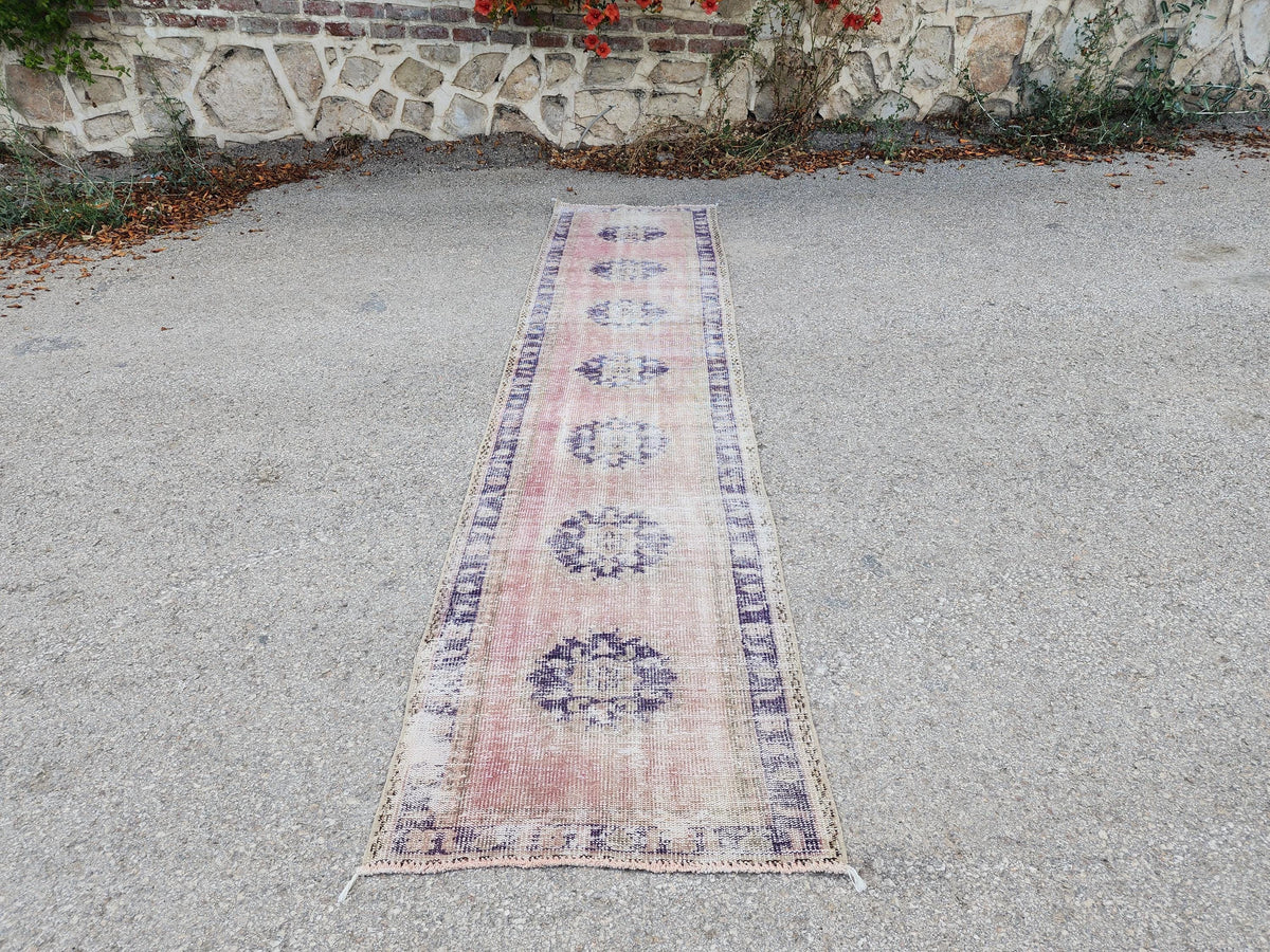 2x10 Hand Made Runner Rug, Turkish Oushak Carpet, Hallway Boho Decor
