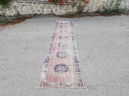 2x10 Hand Made Runner Rug, Turkish Oushak Carpet, Hallway Boho Decor