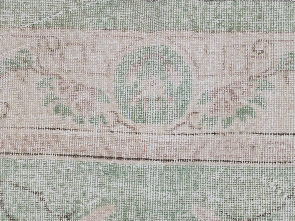 Green Turkish Oushak Rug 6x11: Handwoven Wool Isparta Carpet