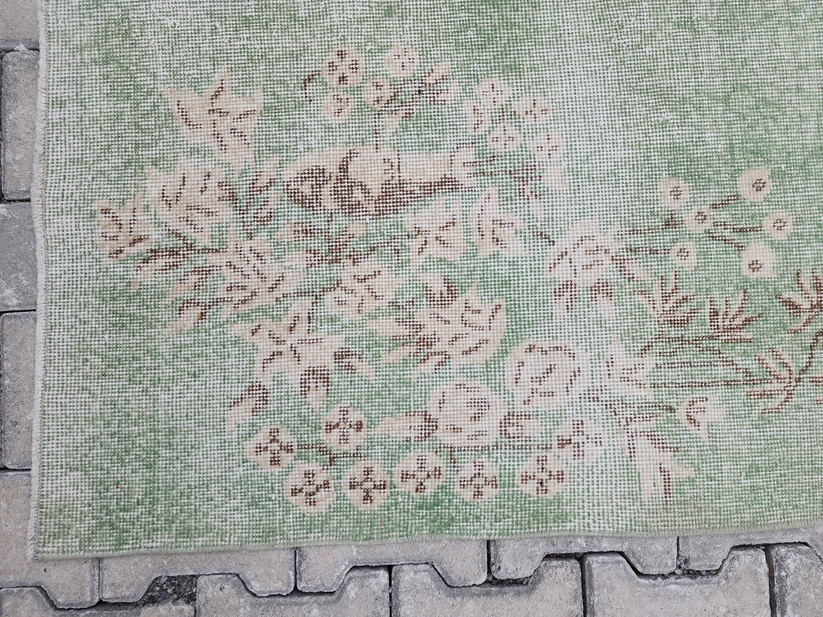 Vintage Turkish Oushak Rug 3x6: Handwoven Wool & Cotton Area Rug