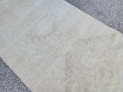 Beige Wool Runner Rug 3x12: Handmade Oriental Farmhouse Decor