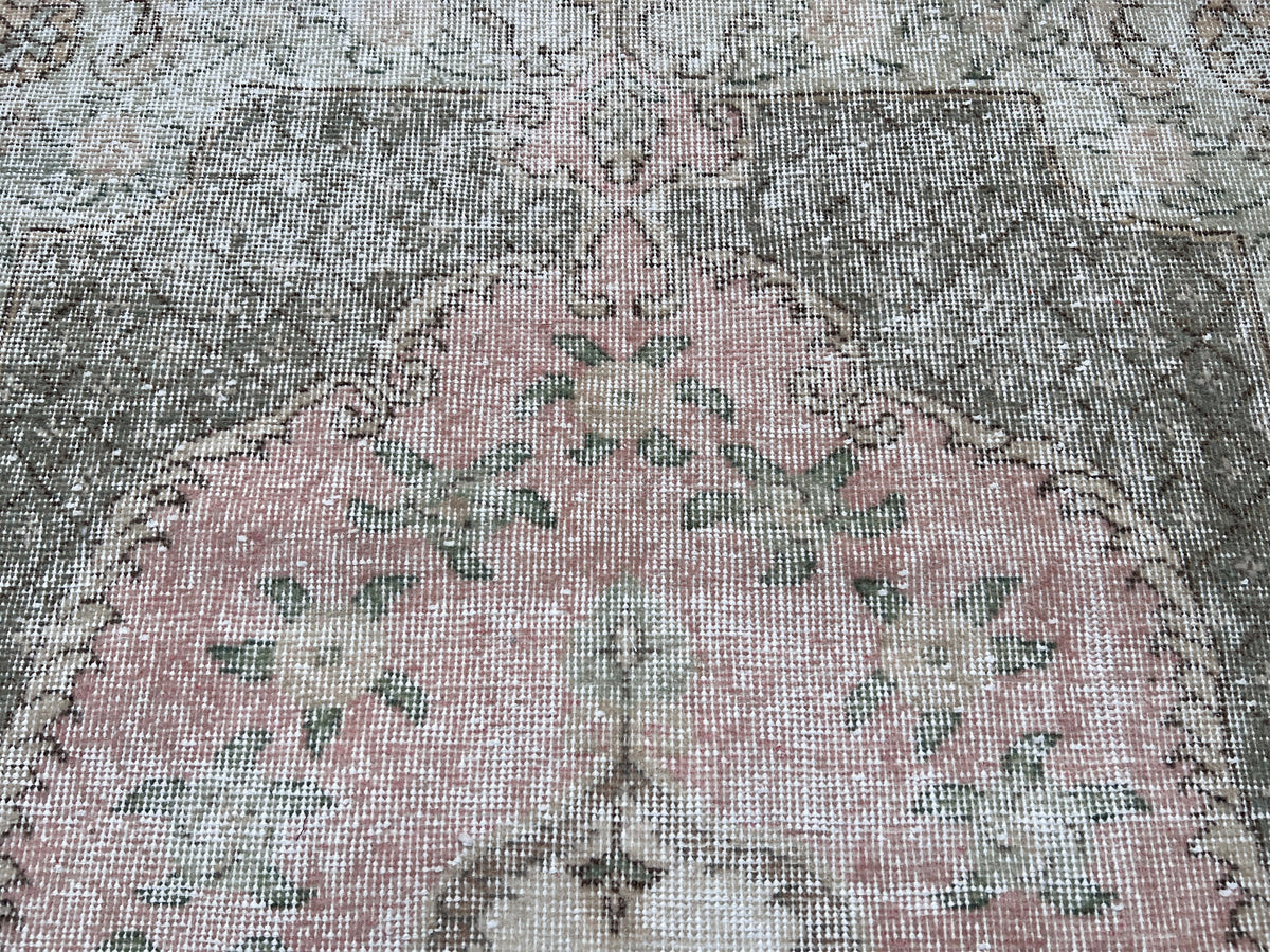Handwoven Turkish Oushak Rug: Small Wool & Cotton Bohemian Rug