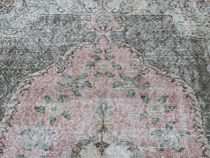 Handwoven Turkish Oushak Rug: Small Wool & Cotton Bohemian Rug
