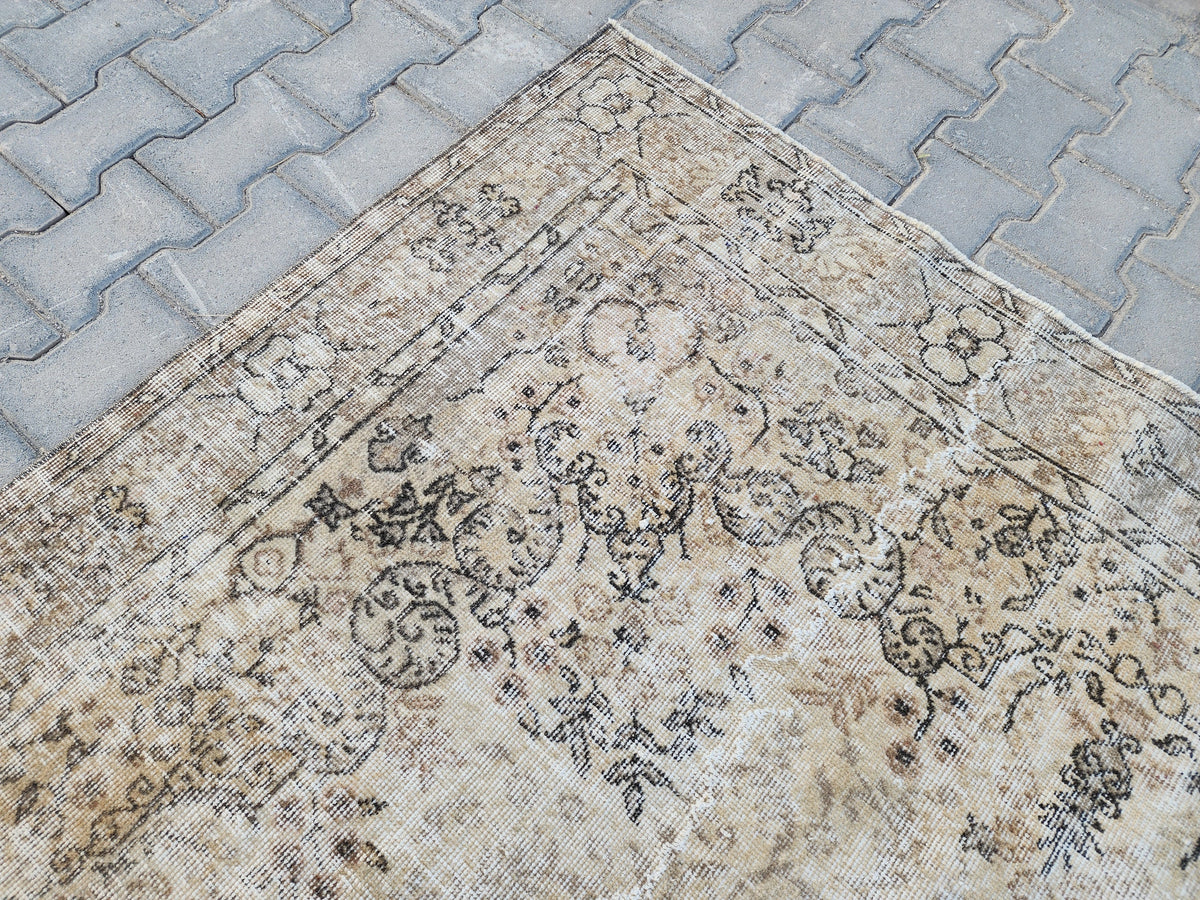 7x10 Neutral Area Rug, Living Room Boho Decor, Turkish Wool Hand Made