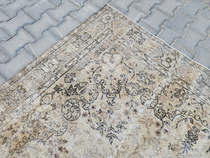 7x10 Neutral Area Rug, Living Room Boho Decor, Turkish Wool Hand Made