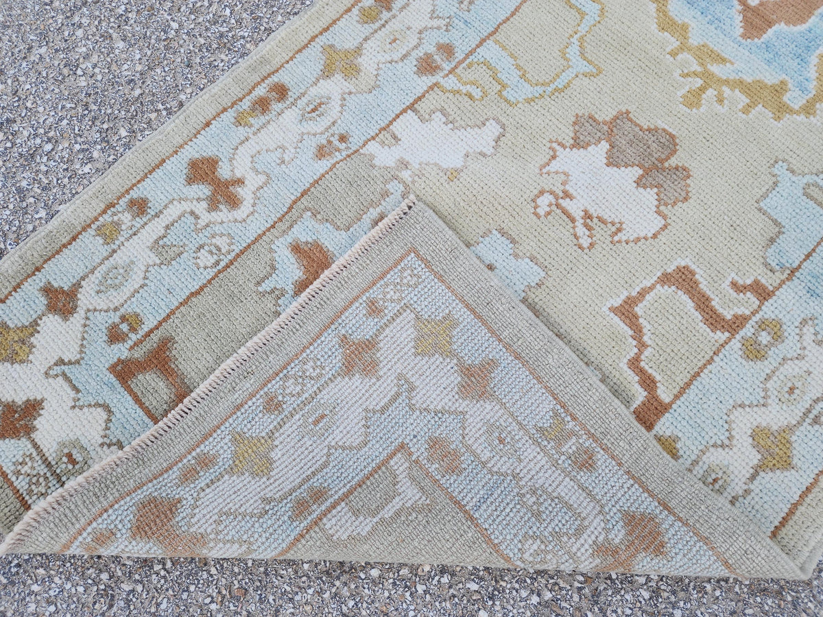 Handwoven Wool Oushak Runner Rug: 3x13 Turkish Entry Rug, Hallway Rustic Decor