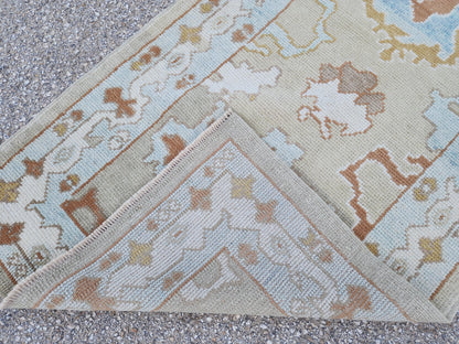 Handwoven Wool Oushak Runner Rug: 3x13 Turkish Entry Rug, Hallway Rustic Decor