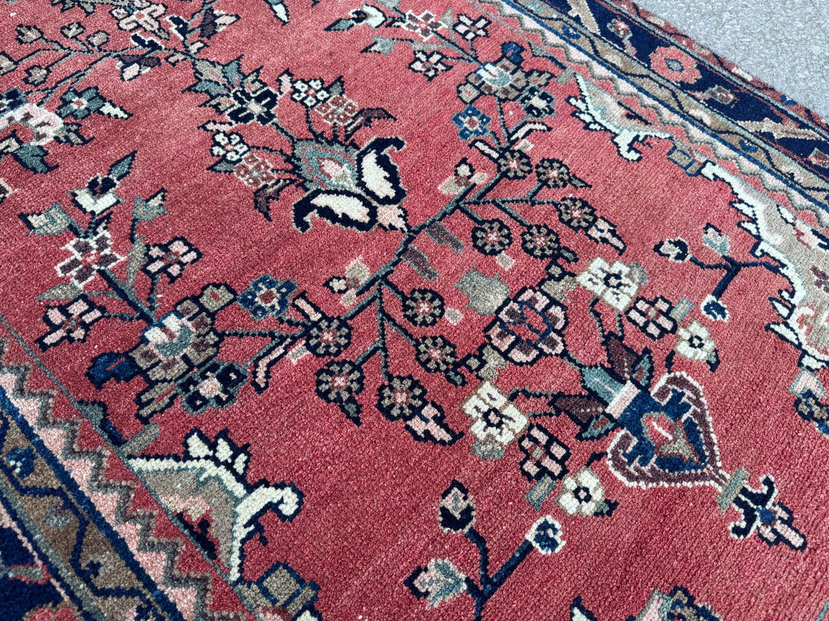 Antique Wool Runner Rug 3x10: Hand Knotted, Rustic Hallway Decor