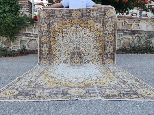 Vintage Oushak Rug 5x8, Living Room Small Decor, Turkish Hand Made Carpet For Home Decor