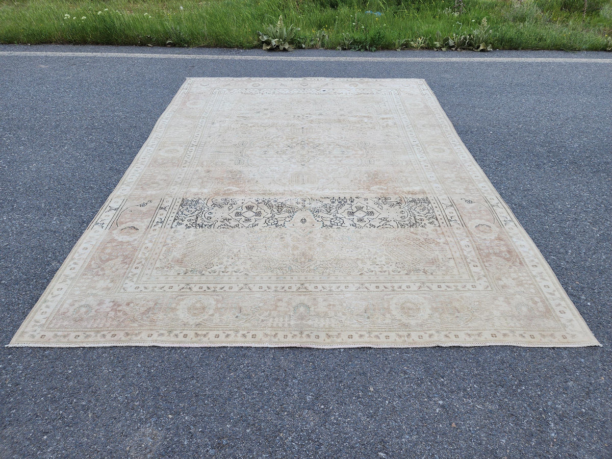 9x12 Neutral Wool Area Rug, Oversized Living Room Decor, Beige And Brown